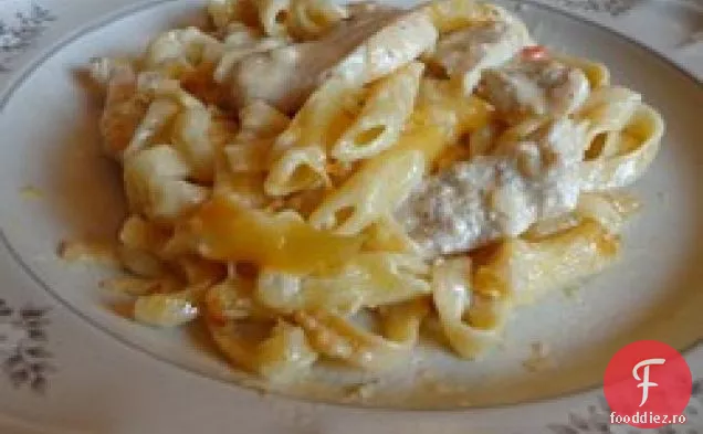 Tetrazzini de pui cu brânză și cremă