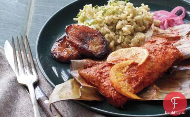 Frunze de banană Mahi Mahi cu citrice și ardei iute