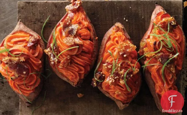 Cartofi dulci de două ori coapte cu bacon-Susan fragil