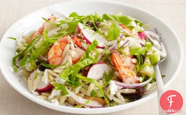 Salată de spanac-Orzo cu creveți