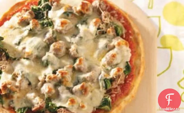 Pizza Cu Spanac Cu Cârnați