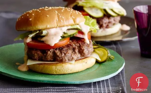 Griddle Burger cu 18000 sos de insulă și murături rapide