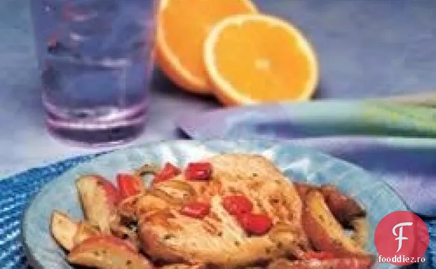Carne de porc cu ardei prăjiți și cartofi