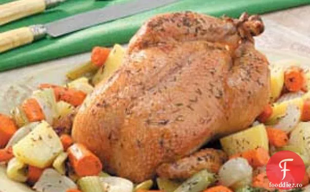 Pui prăjit cu legume