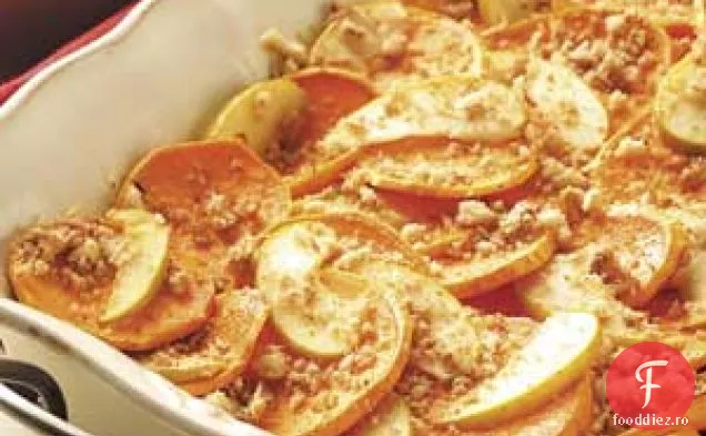 Cartofi dulci și mere gratinate