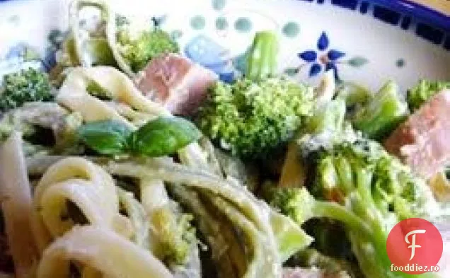 Fettuccini de spanac cu Broccoli și șuncă