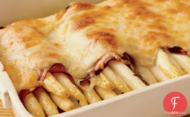Sparanghel alb și Gratin de șuncă