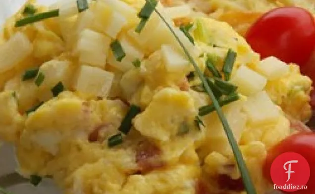 Usturoi verde și șuncă omletă cu brânză