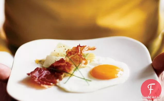 Vinetă de praz cu ouă prăjite și Prosciutto afumat