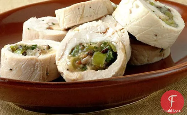 Pui umplut cu praz, Shiitakes și Mozzarella