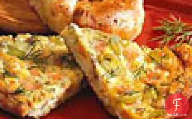 Frittata de somon afumat, praz și mărar