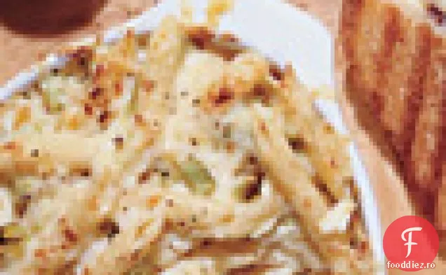 Penne la cuptor cu Cheddar de fermă și praz