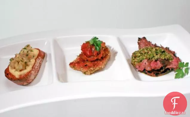 Bruschetta de fenicul și praz cu Fondue de brânză și bere