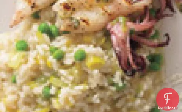 Risotto De Praz Și Mazăre Cu Calamari La Grătar