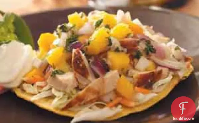 Tostadas de pui cu salsa de mango