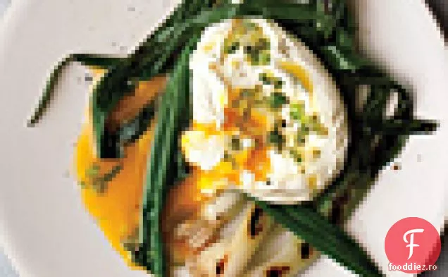 Scallions arse cu ouă Pocate