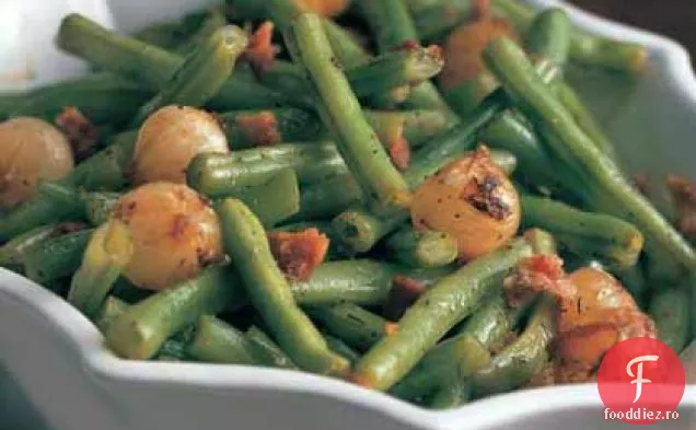 Fasole verde saut si ceapa cu Bacon