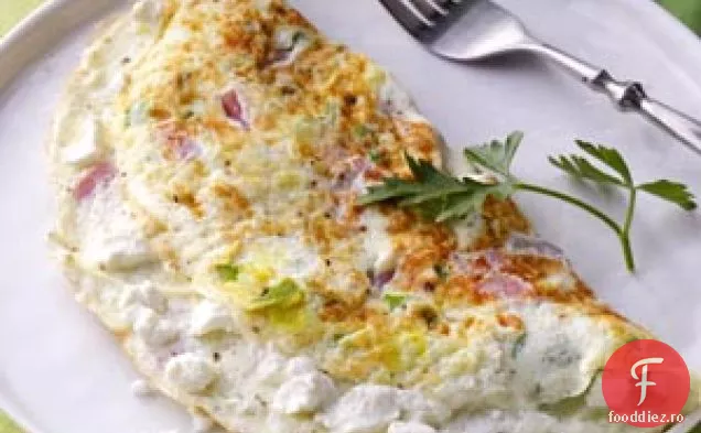 Omletă cu brânză de capră și șuncă