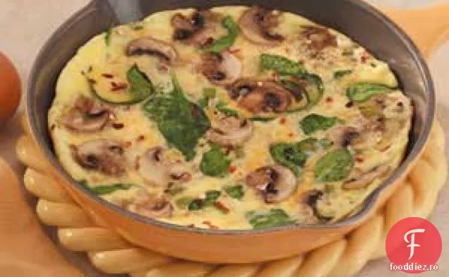 Omletă cu spanac cu ciuperci