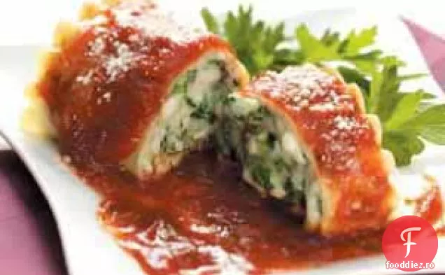 Rulouri cu lasagna cu spanac și brânză