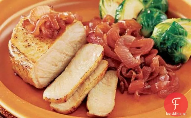 Cotlet de porc cu bere cu marmeladă de ceapă