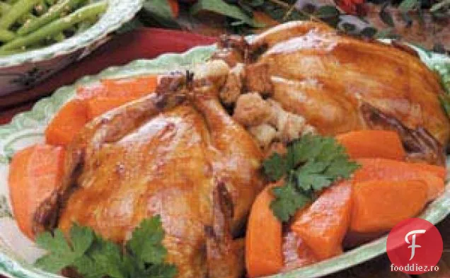 Găini Cornish umplute glazurate