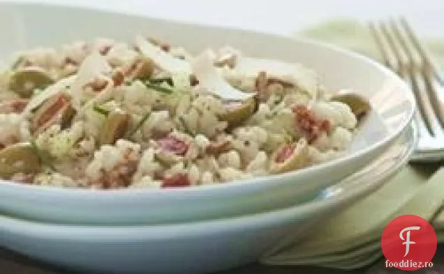 Risotto cu bacon, praz și măsline spaniole