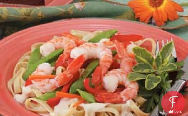 Creveți și legume Alfredo