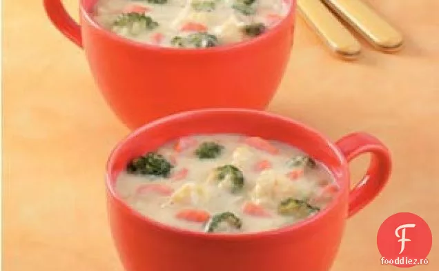 Supă de brânză cu broccoli-conopidă