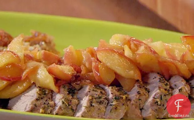 Cotlete de porc Uptown cu sos de mere: Mușchiulețe de porc la cuptor cu mere gratinate