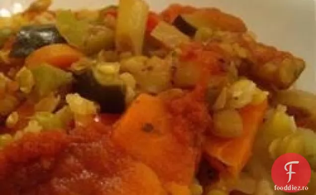 Orez cu linte și legume la cuptor