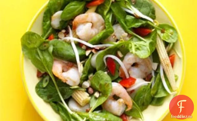 Salată caldă de creveți și spanac din Sichuan