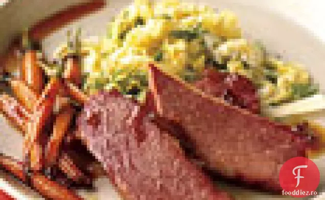 Carne de vită și morcovi cu marmeladă-glazură de whisky