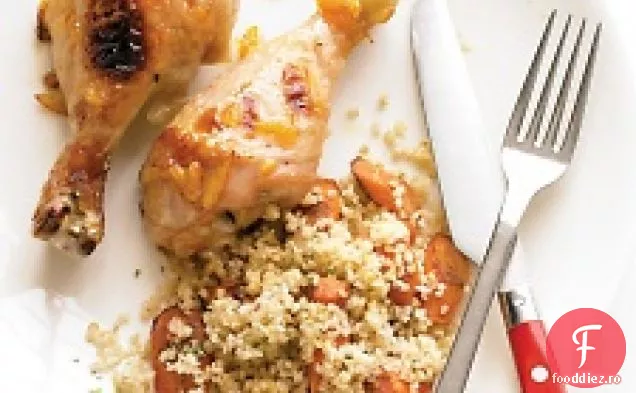 Pui glazurat portocaliu cu morcovi și Bulgur