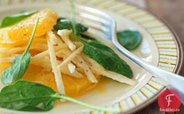 Salată de jicama și portocale cu vinetă de citrice-chimen