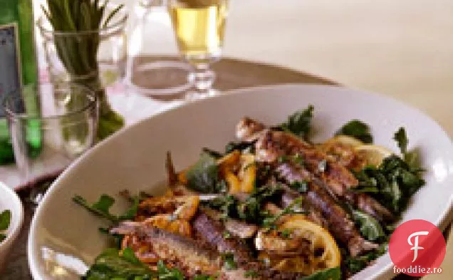 Sardine La Grătar Peste Rucola Ofilită