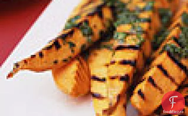 Cartofi dulci la grătar cu vinetă de coriandru de var