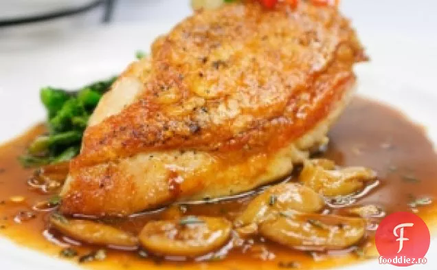 Puiul lui Gisela cu ciuperci Porcini și runde de cartofi dulci