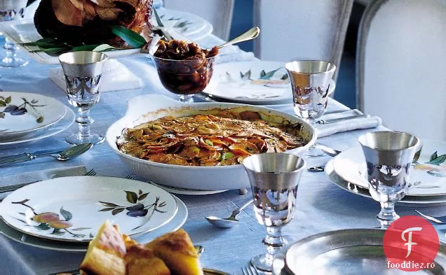 Gratin de cartofi dulci cu prune uscate