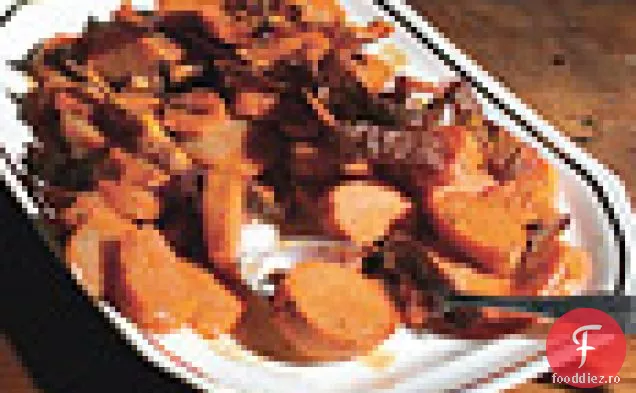 Igname cu piei crocante și vinaigretă cu unt brun