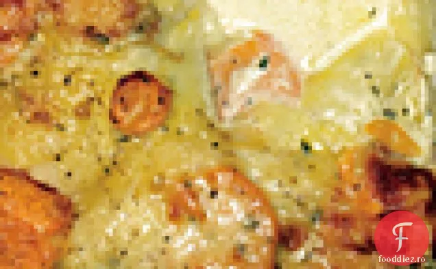 Aur Yukon festonat și Gratin de cartofi dulci cu ierburi proaspete