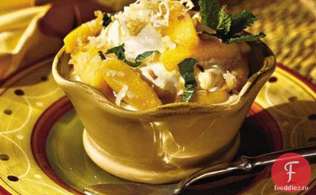 Nectarine De Mentă Cu Înghețată De Ananas-Nucă De Cocos