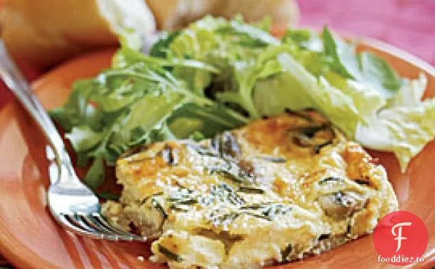 Șuncă, ciuperci și arpagic (umplutură pentru Clafoutis savuros)