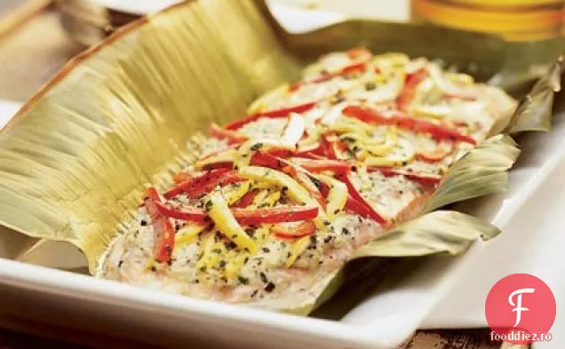 Somon cu Crab și legume într-un pachet de folie