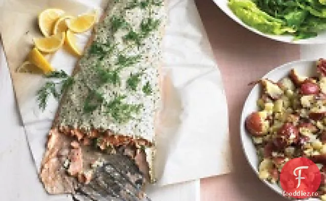 Somon Prăjit Cu Iaurt Cu Ierburi