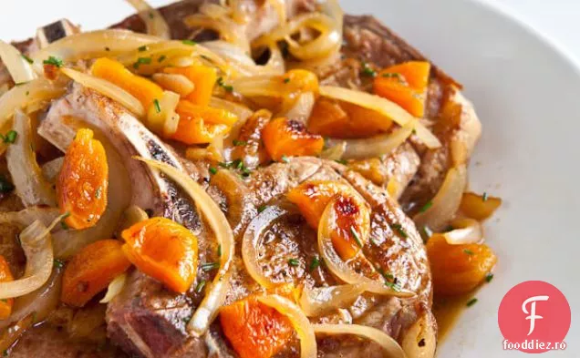 Cotlet de porc cu sos de coniac de caise