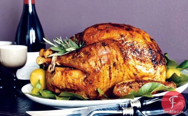 Curcan glazurat cu caise cu sos de ierburi proaspete