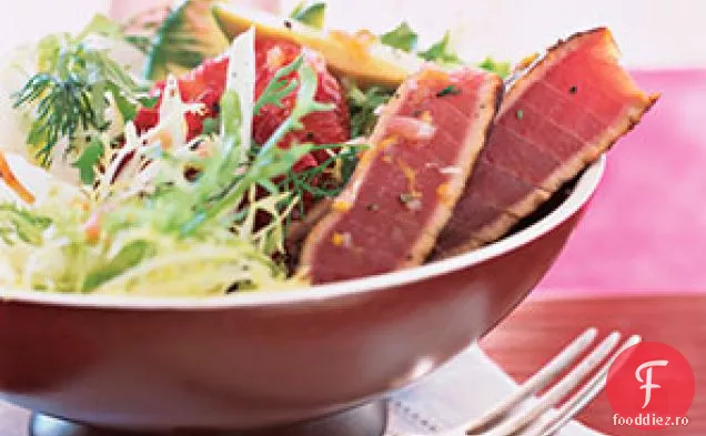 Salată De Ton, Fenicul, Avocado Și Mandarină Cu Vinetă De Citrice