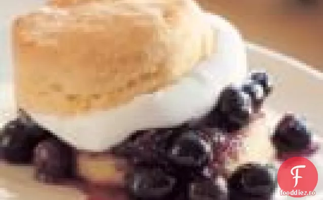 Shortcakes Din Făină De Porumb Cu Afine Proaspete Și Smântână Dulce