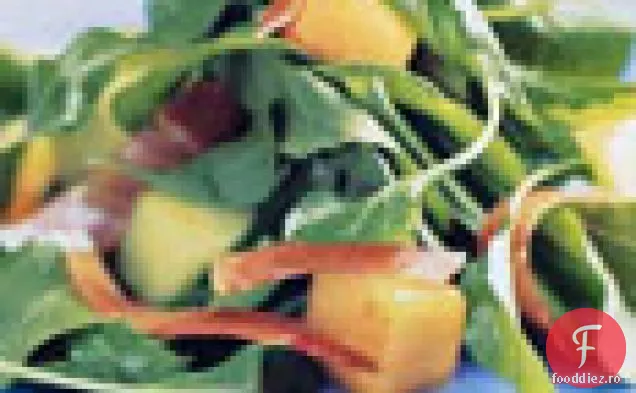 Pepene galben, rucola și șuncă Serrano cu sos de boia afumată